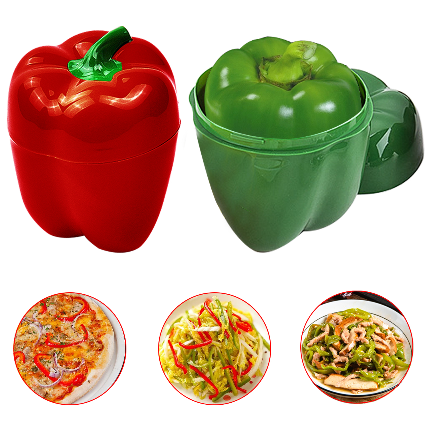 Contenedor de almacenamiento en forma de vegetales, pimiento verde, mantiene fresco