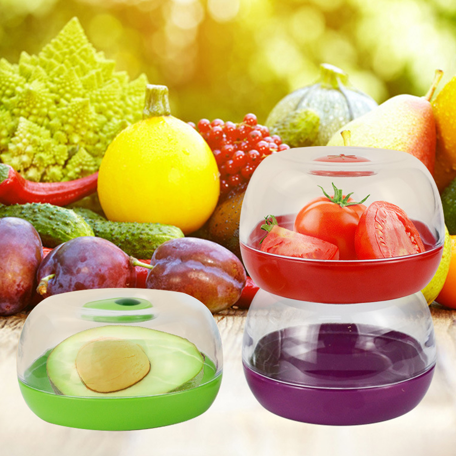 Envases Herméticos Para Alimentos Aguacate Tomates Cebolla 