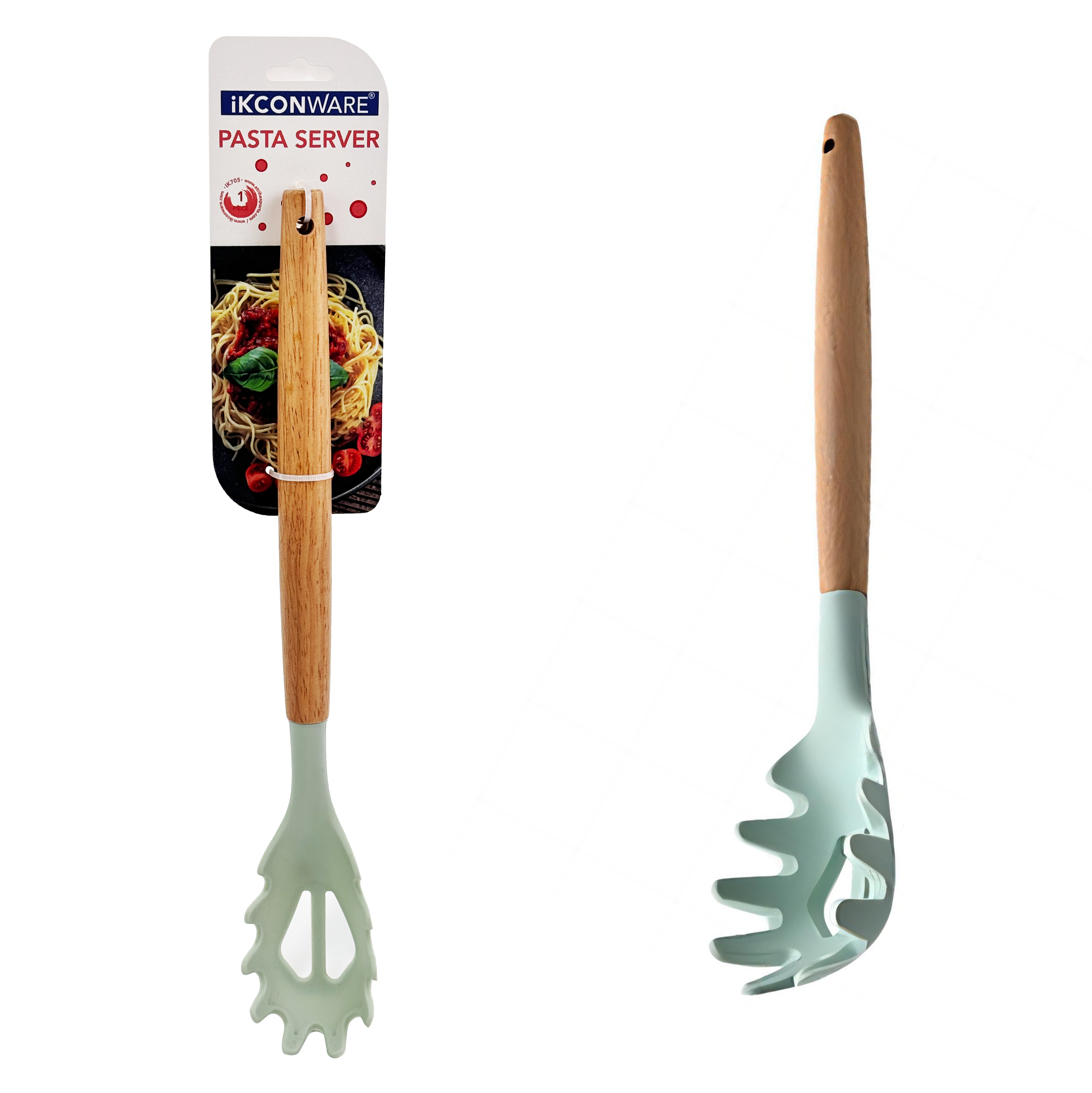 Servidor de pasta de silicona con mango de madera