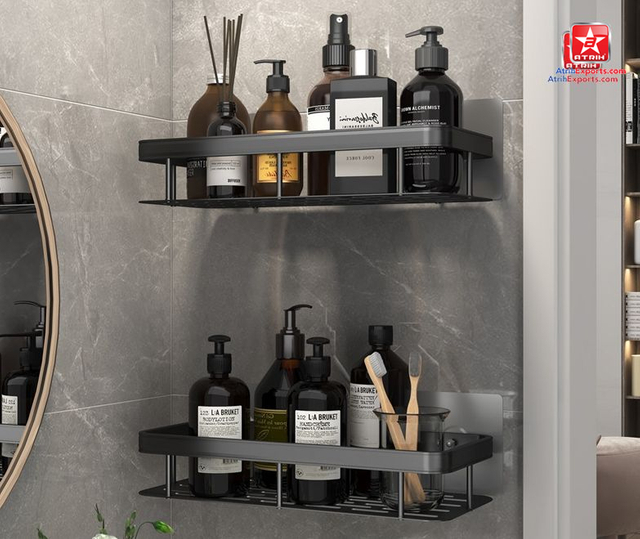 Estante de baño flotante de madera rústica, almacenamiento montado en la pared