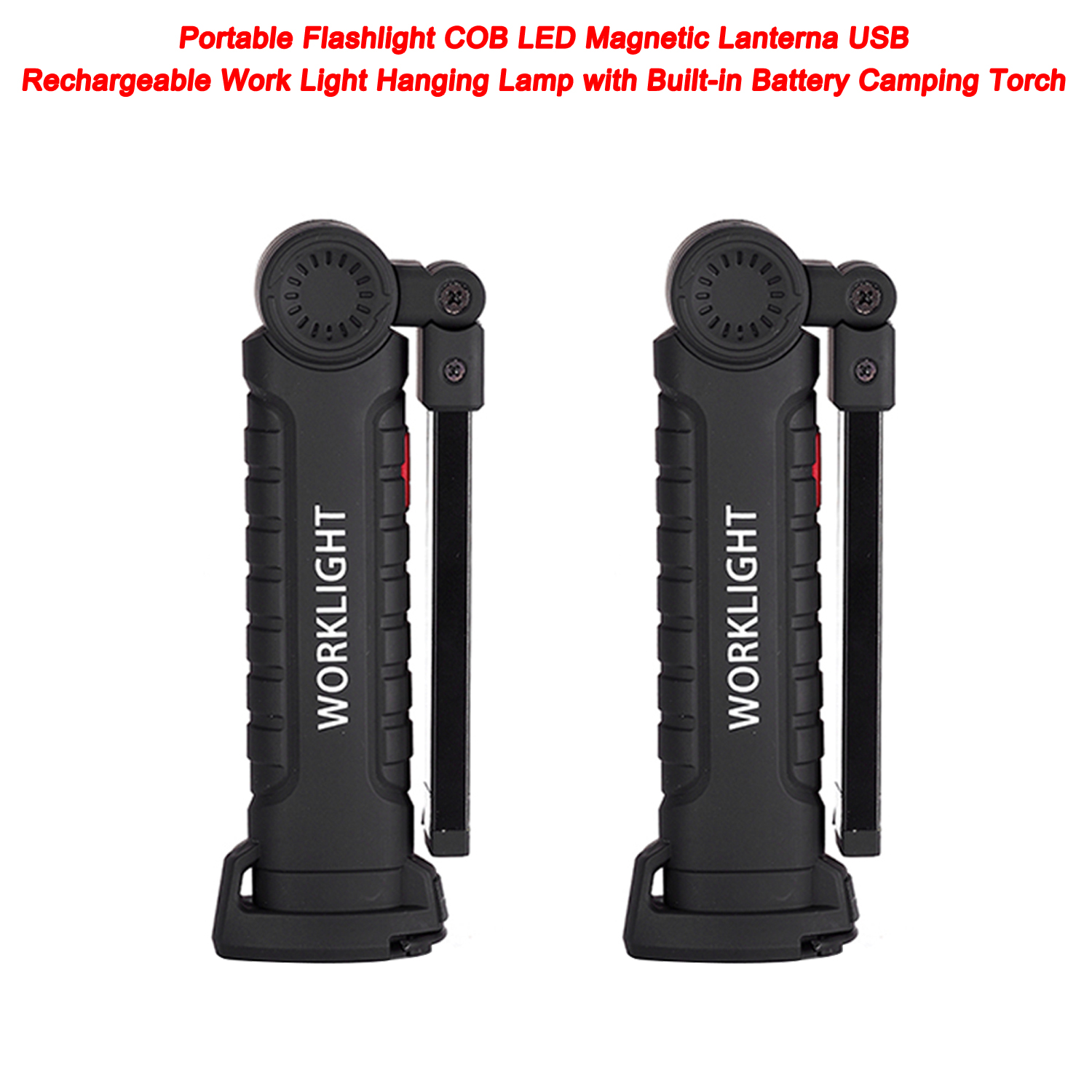 Linterna portátil COB LED linterna magnética USB recargable luz de trabajo lámpara colgante con batería incorporada antorcha de Camping