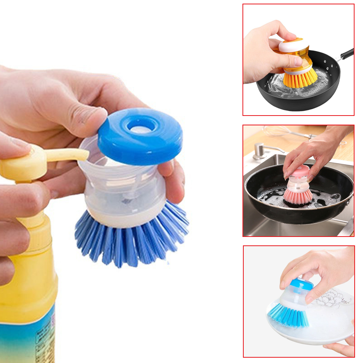 Automatic Liquid Adding Pot Dishwashing Brush Non Stick Oil Kitchen Cleaning Brush