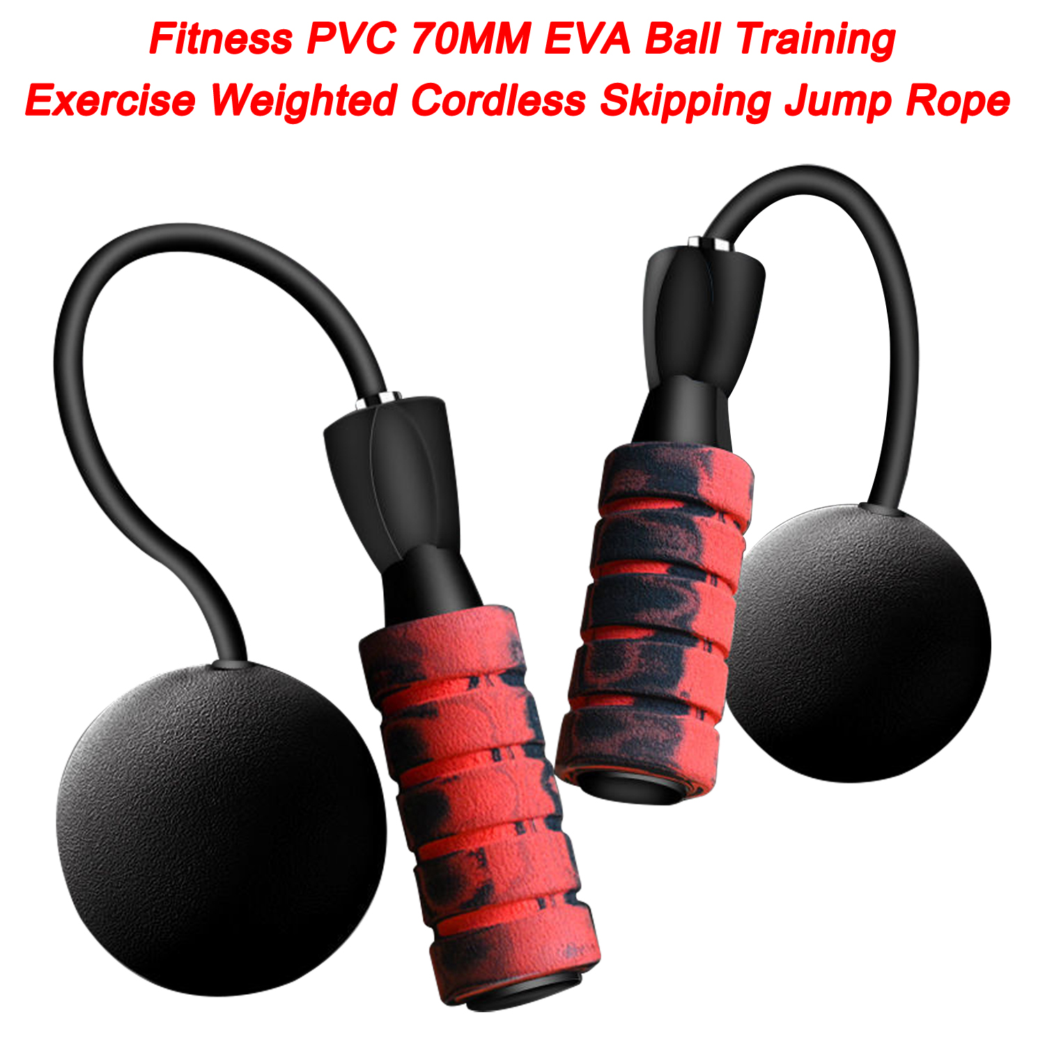 Fitness Jump Rope EVA Ball Training Exercise Weighted Cordless Skipping Jump Rope