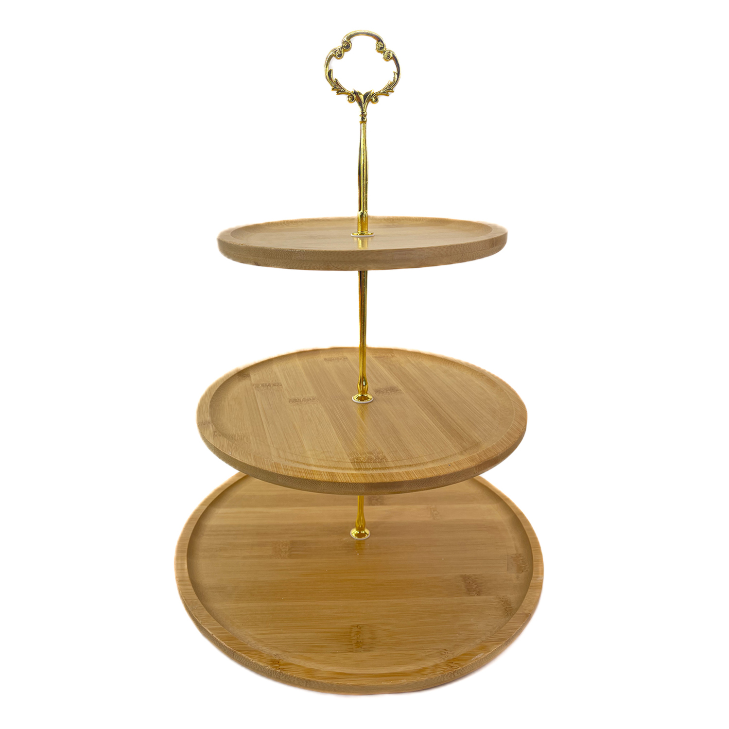 Bamboo Tiered Tray 3 Tier Cake Stand Serving Tray for Cupcake Dessert Candy
