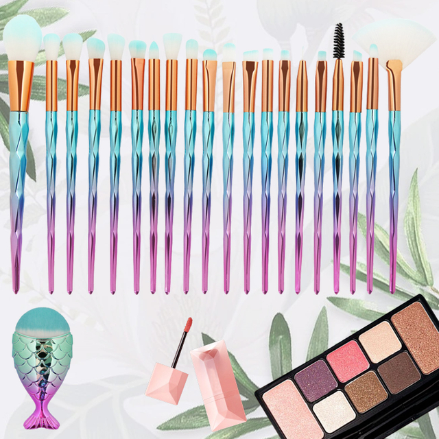 Juego de 21 brochas de maquillaje para base de maquillaje, delineador de ojos, colorete, corrector de contorno, cosmético 