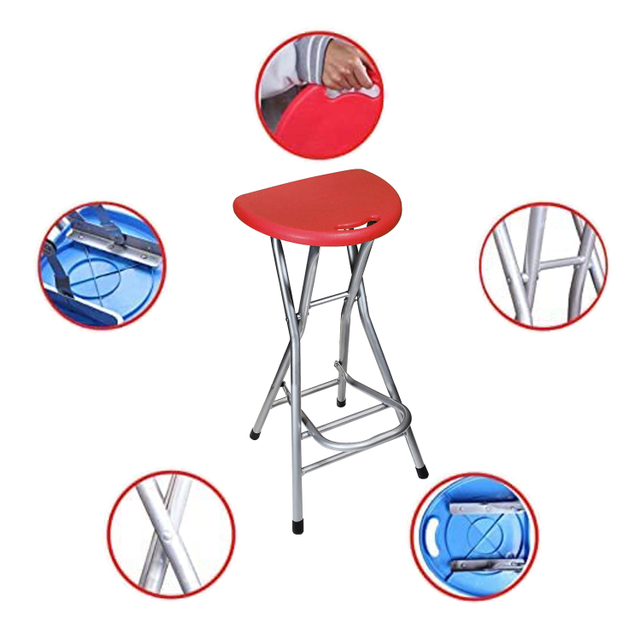 Taburetes plegables portátiles para adultos, taburete plegable resistente, taburete de bar alto con asa, taburete de mostrador de plástico para cocina y exterior