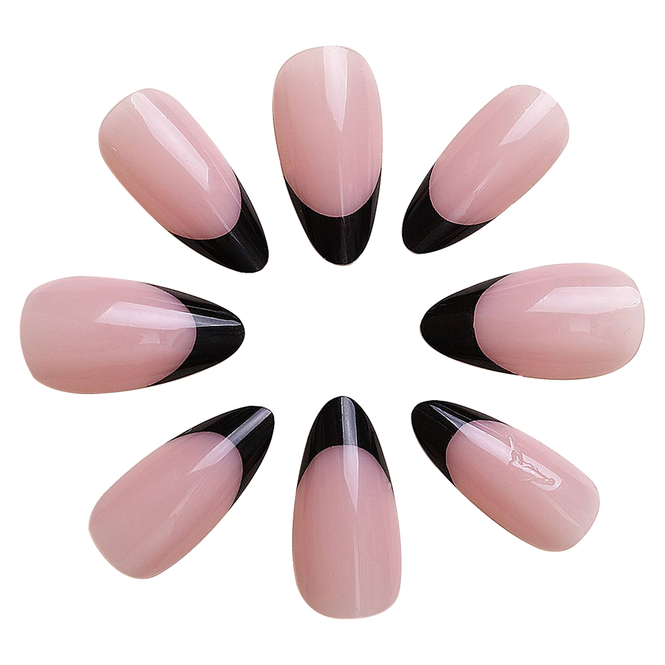 Prensa francesa de almendras de 24 piezas sobre uñas postizas cortas