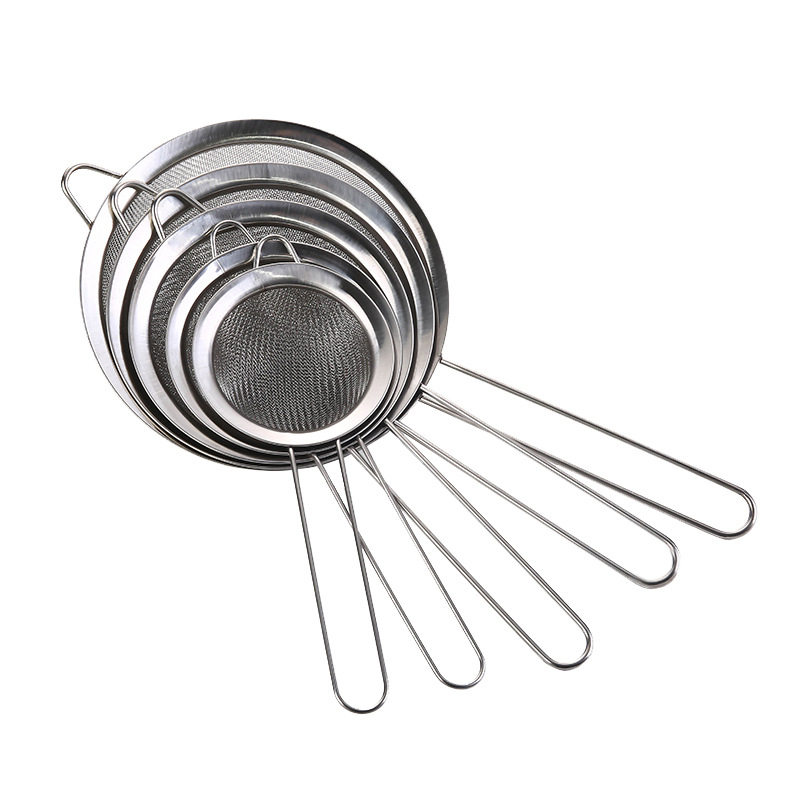 Juego de colador de malla fina de acero inoxidable de primera calidad, resistente, a prueba de óxido, de calidad alimentaria, paquete de 3 tamices finos para colar pasta, quinua, verduras y más, colador de cocina duradero con cómodo Ha