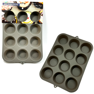 Molde para muffins de silicona de 12 tazas de 35x24 cm