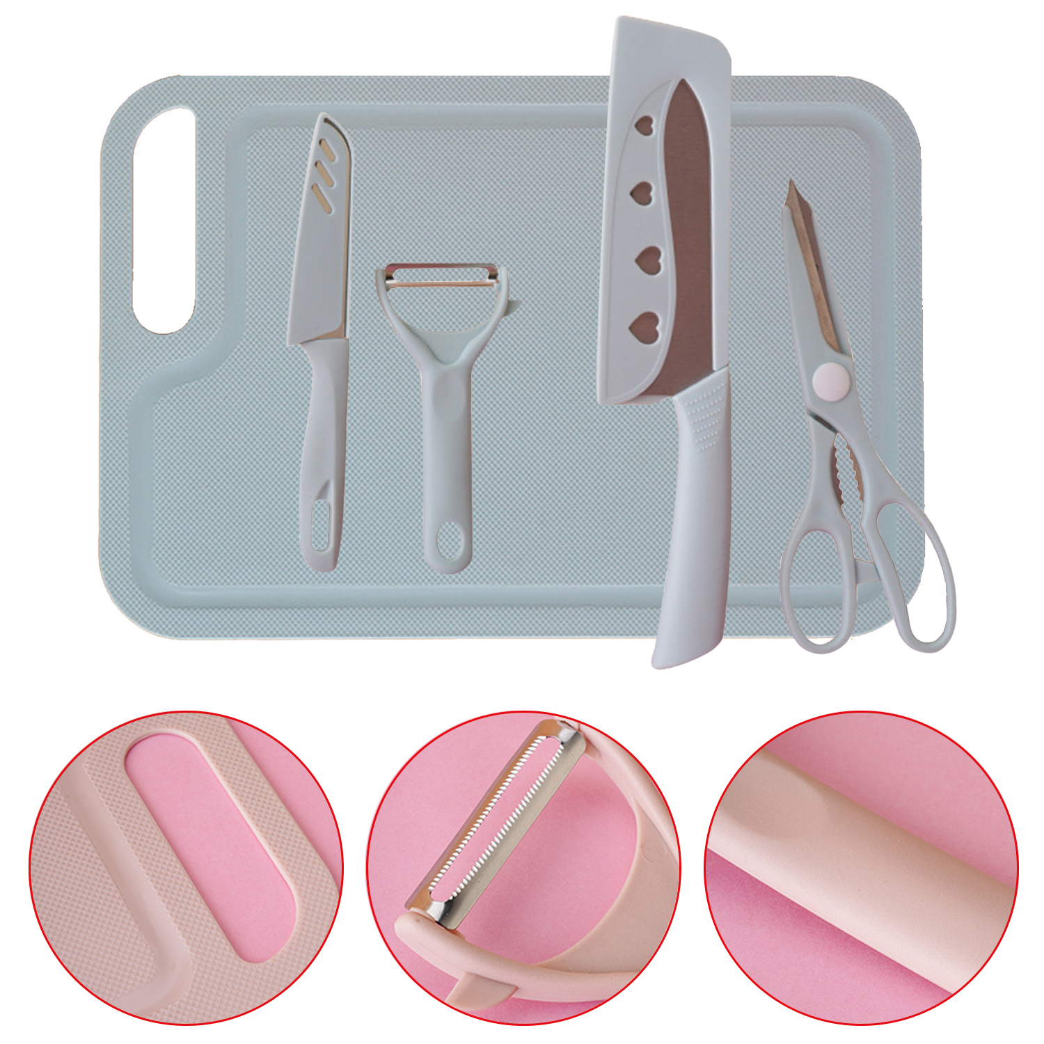 Juego de cuchillos de cocina de acero inoxidable, 3/4/5 unidades, tabla de cortar, peladores de frutas y verduras, utensilios de cocina, juego de cuchillos
