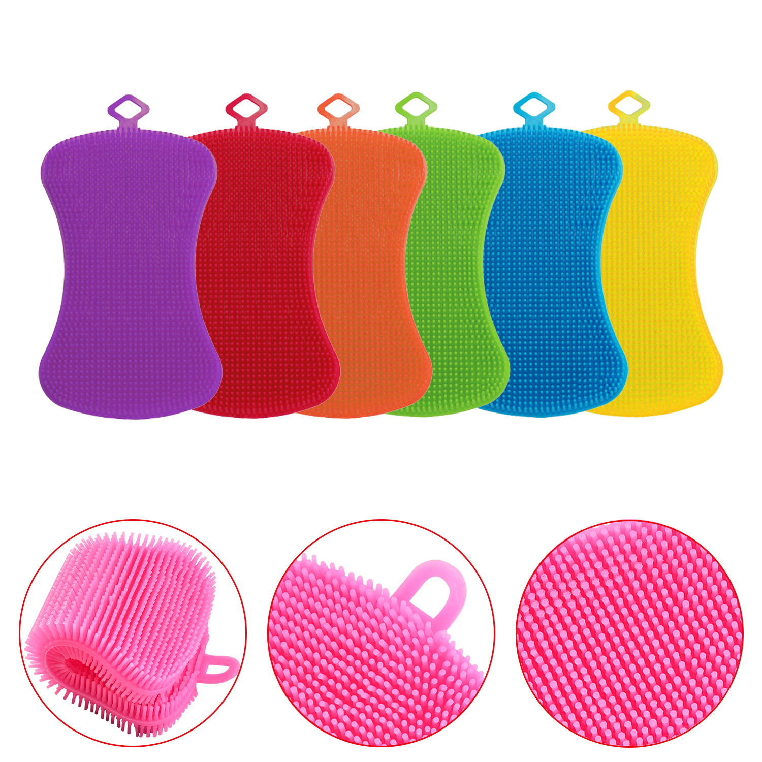 Silicone dish wash clean sponge Silicone Scrubber Dish Brush Pad Double Sided Silicone Brush for Kitchen Dishes Fruits Vegetable