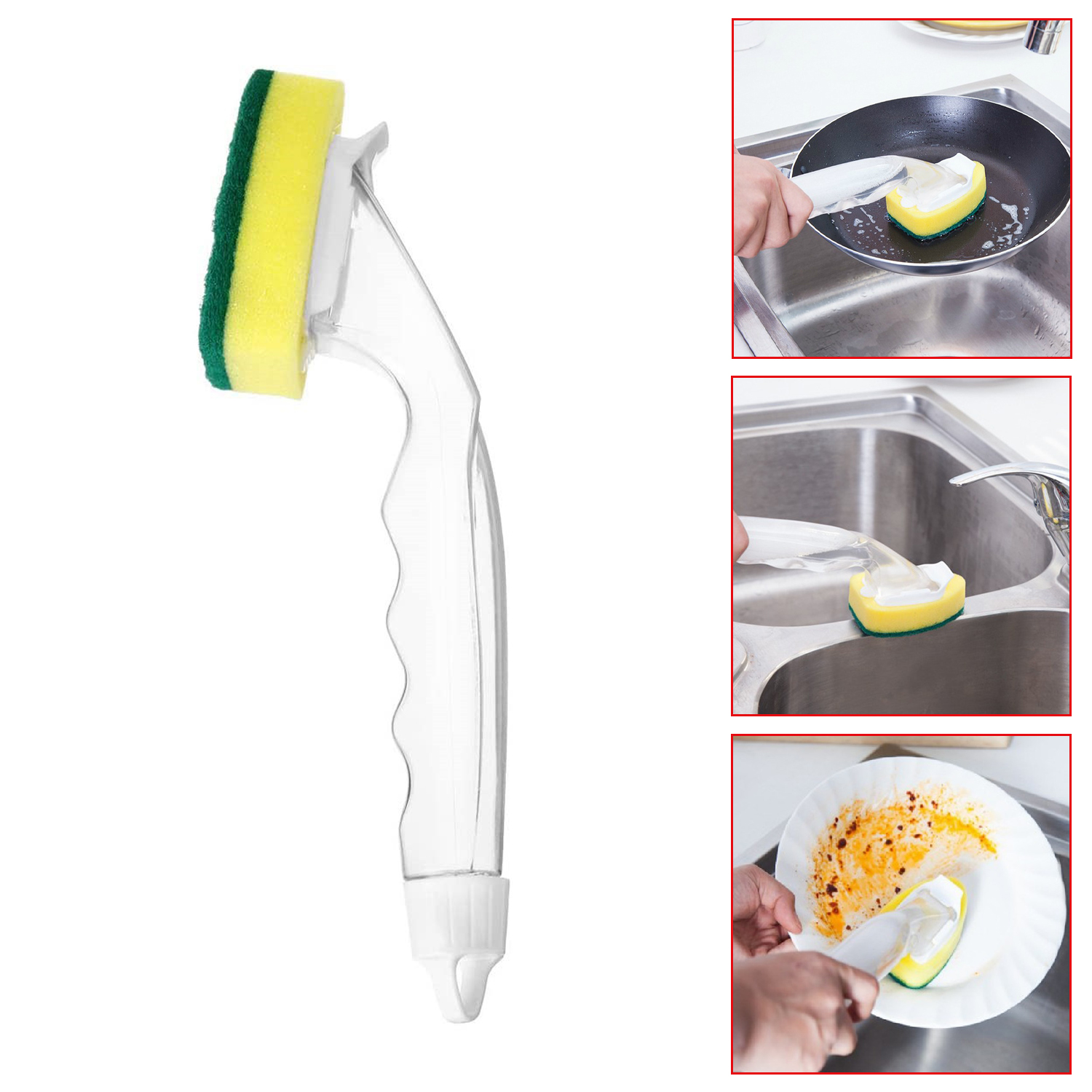 Long Handle Liquid Pot Brush Kitchen Degreasing Dishwashing Sponge Scrub Dishwashing Cleaning Brush