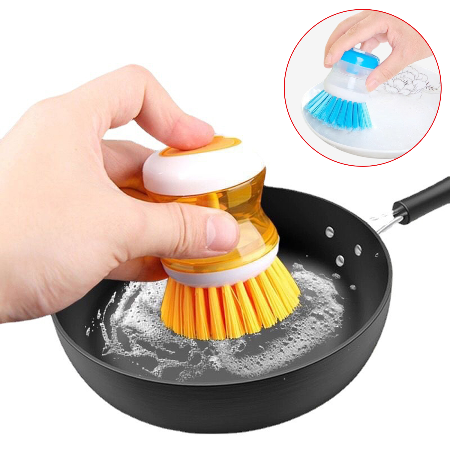 Automatic Liquid Adding Pot Dishwashing Brush Non Stick Oil Kitchen Cleaning Brush