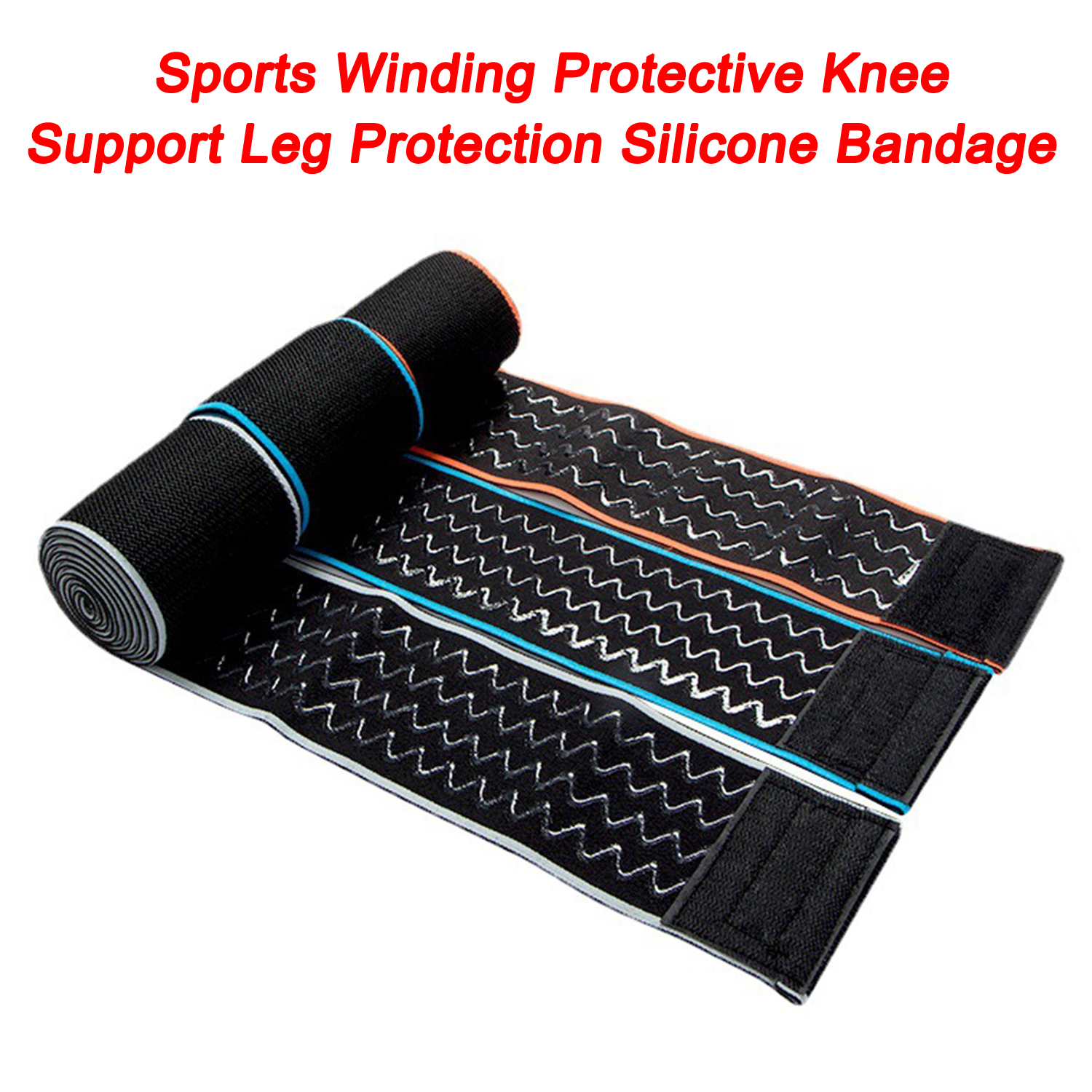 Rodillera deportiva azul de 150CM, protección para piernas, vendaje de silicona, antideslizante, sentadillas, levantamiento de pesas, Fitness
