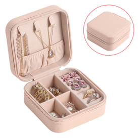 Mini Jewellery Box Organizer Display Travel Jewellery Zipper Case Boxes PU Leather Portable Earrings Necklace Ring Jewellery Box