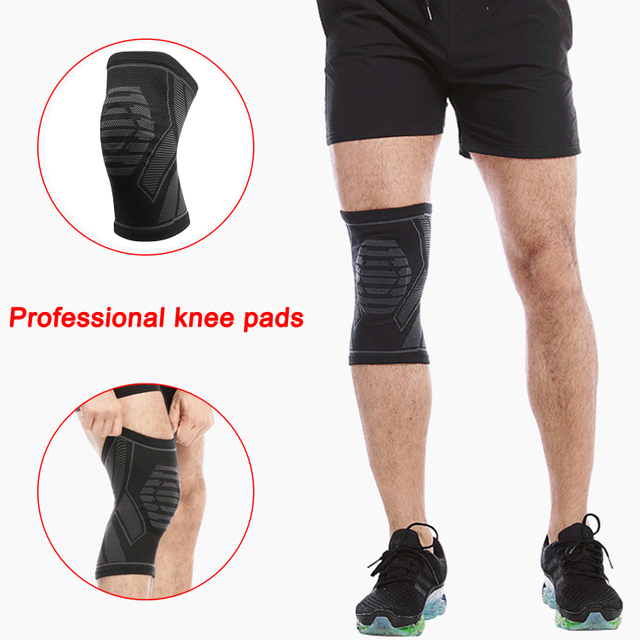 Rodilleras elásticas para correr, rodilleras de punto, rodilleras cálidas para deportes de baloncesto, rodilleras profesionales para hombres, rodilleras finas y transpirables