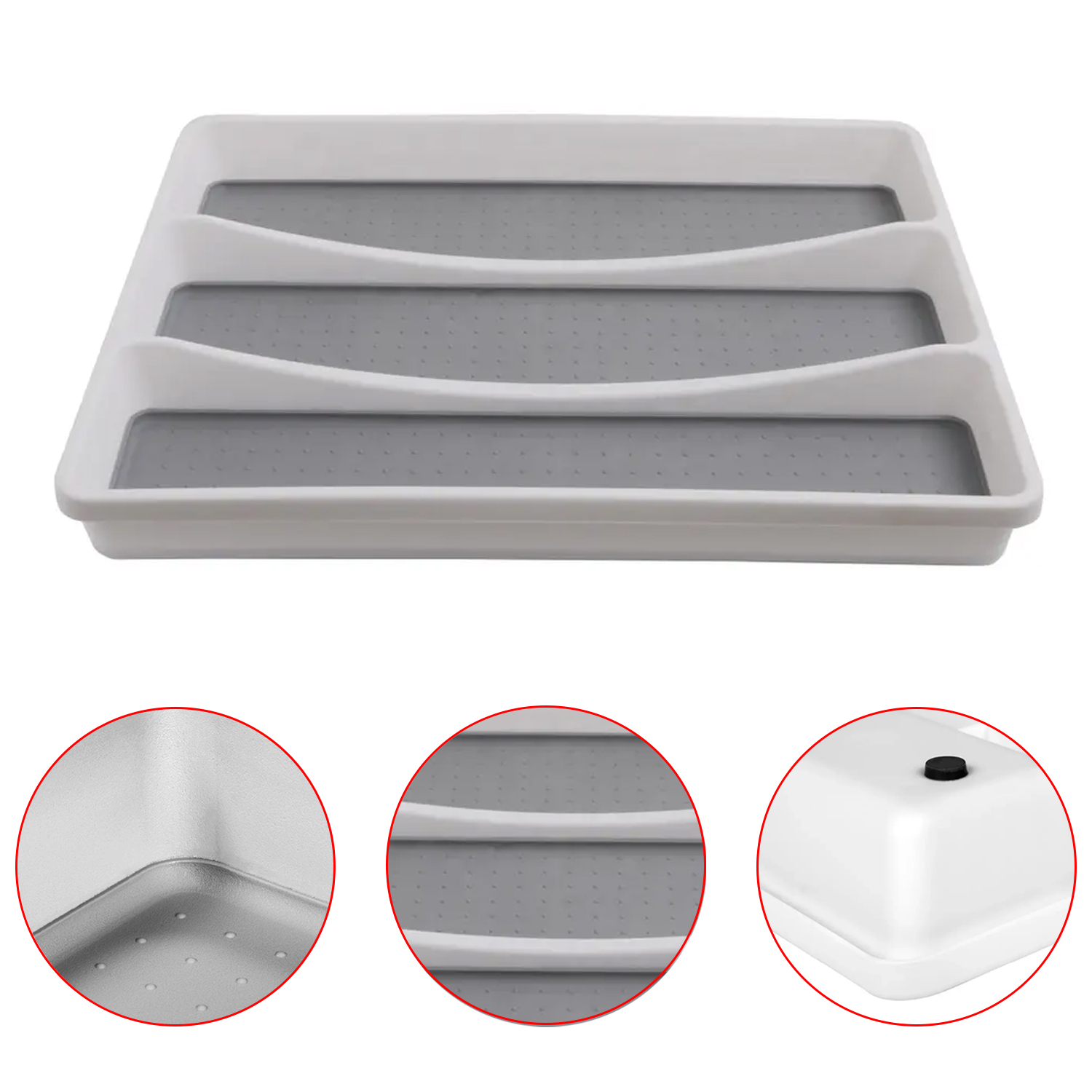 Organizador de cajón de cubiertos de almacenamiento multiusos para cocina de 3 compartimentos, bandeja para cubiertos para compartimento de cocina, organizador de utensilios