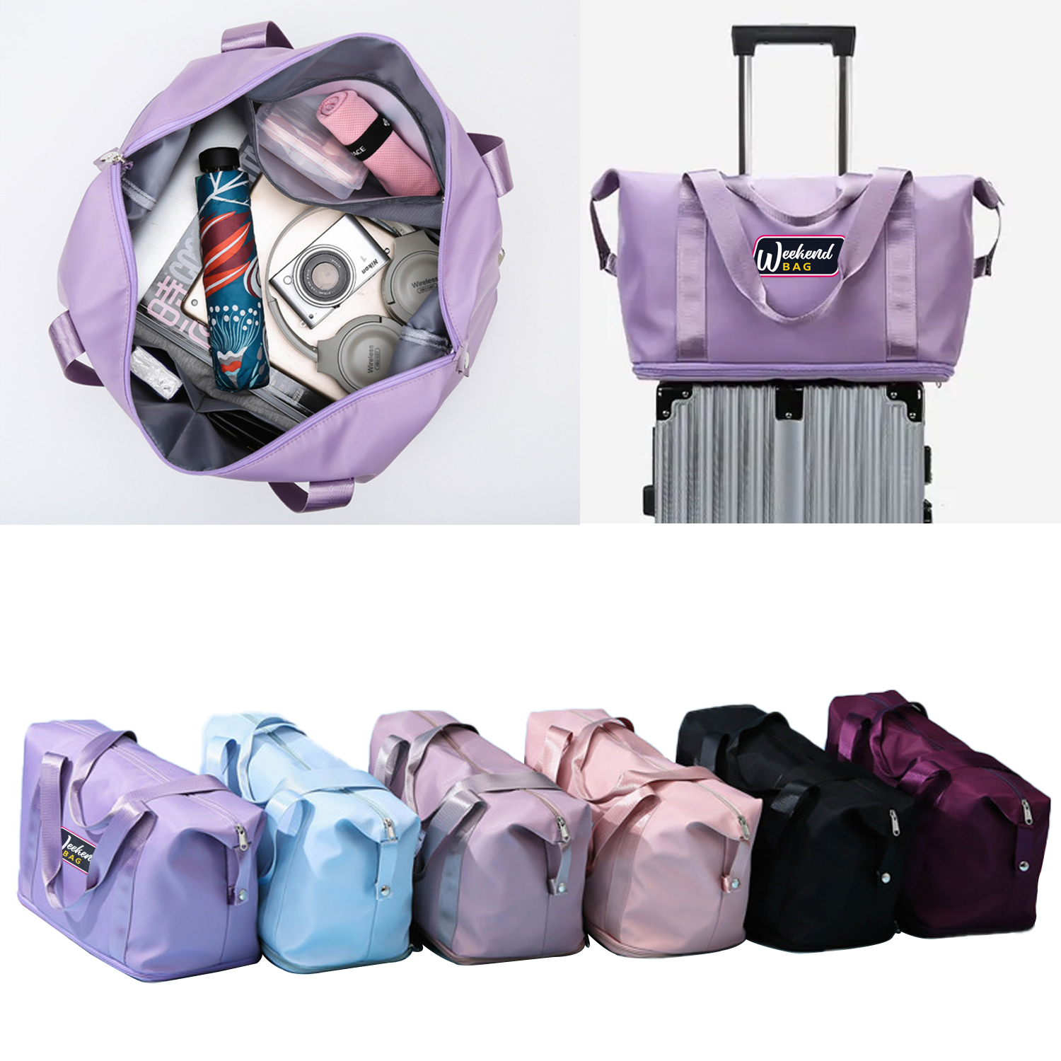 Bolso de viaje para mujer, bolso de hombro, bolso informal de calidad, bolso de expansión con doble cremallera, bolso grande para mujer, nuevo bolso de equipaje a la moda