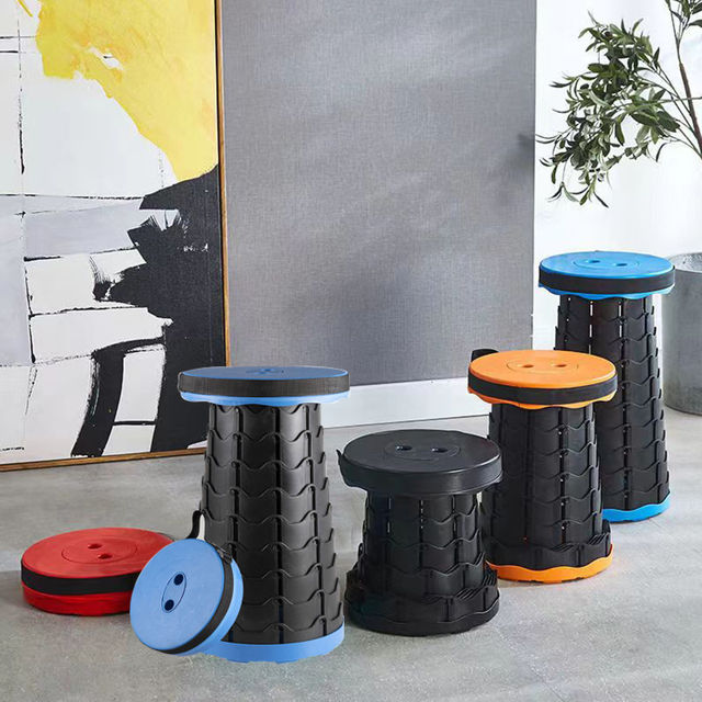 Taburete plegable Taburete de pesca portátil al aire libre Taburete retráctil ajustable de viaje Taburete telescópico portátil Taburetes de camping Asiento resistente con capacidad de carga