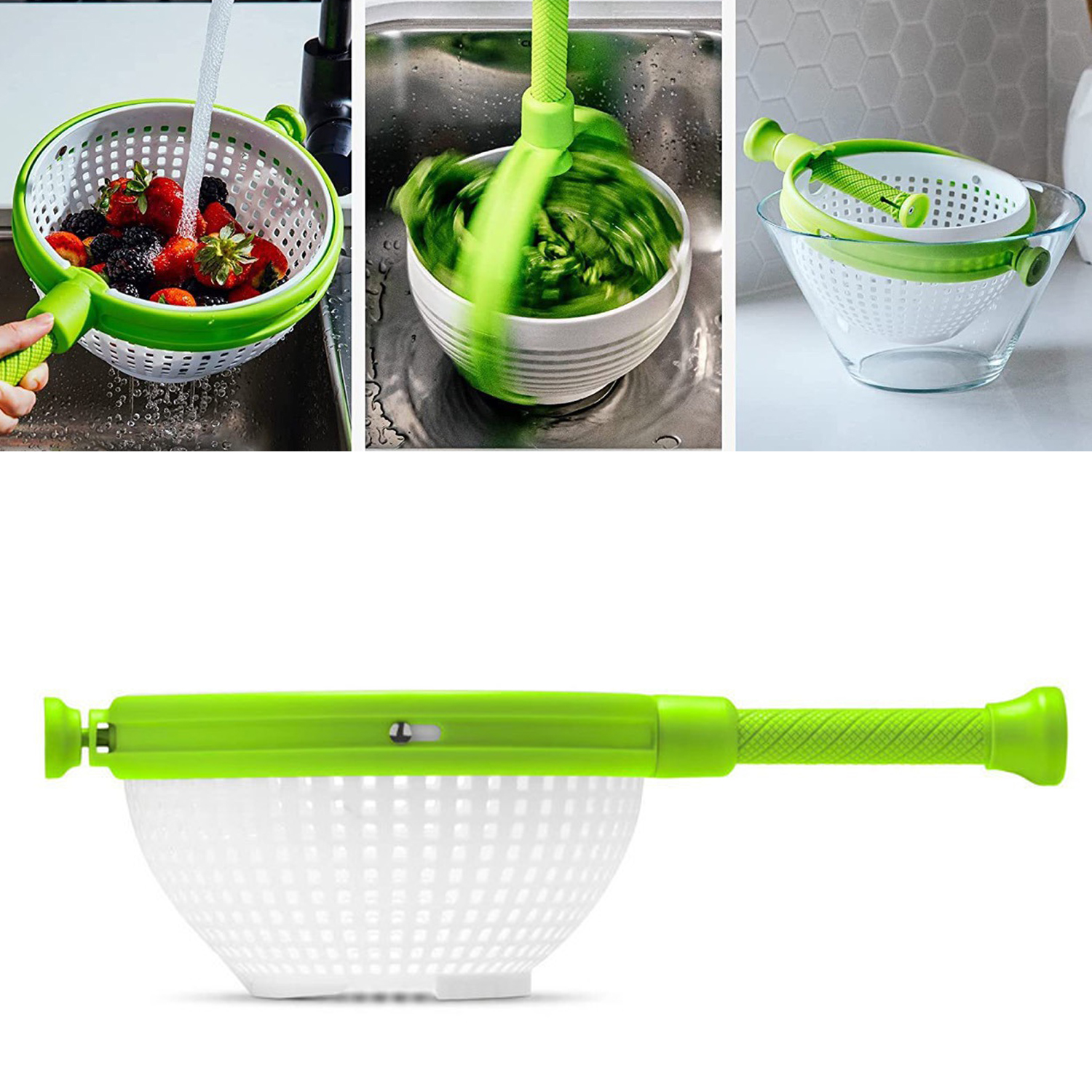 Salad Spinner Non-Scratch Nylon Spinning Colander Lettuce Spinner Colander with Collapsible Handle