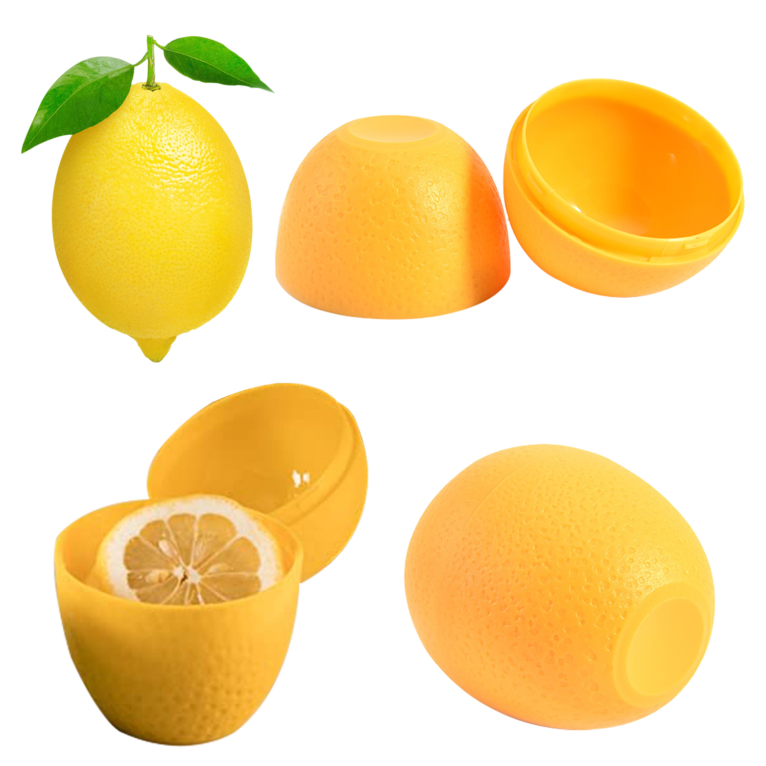 1 unidad de caja de almacenamiento de naranja fresca, contenedor de plástico protector de limón y lima, caja a prueba de humedad en forma de naranja para fruta