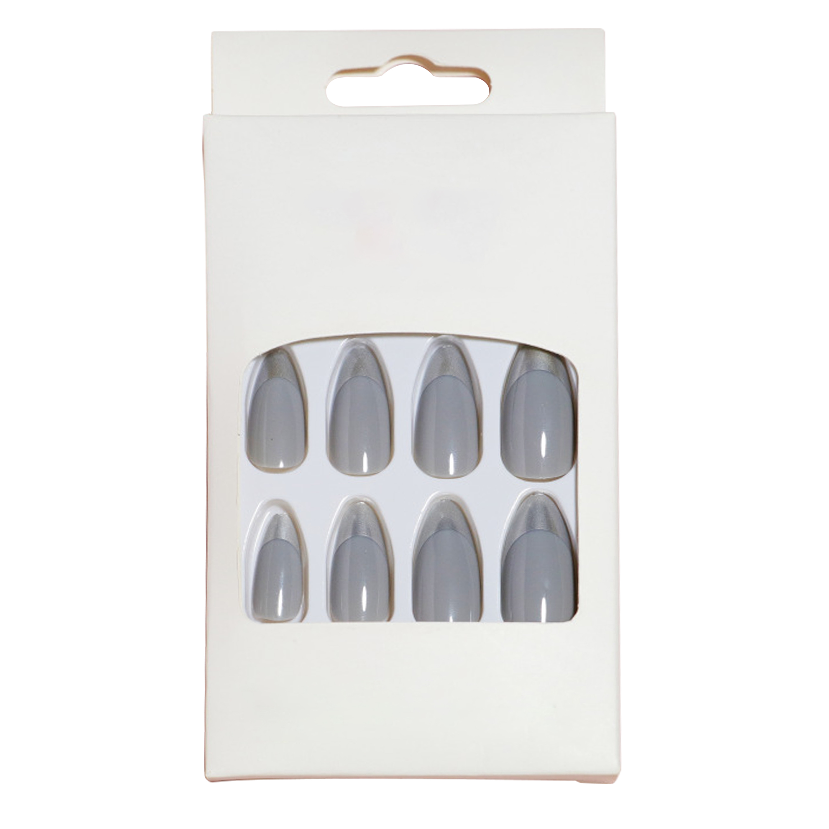 Chic & Elegant 24 piezas de clavos a presión de color gris brillante