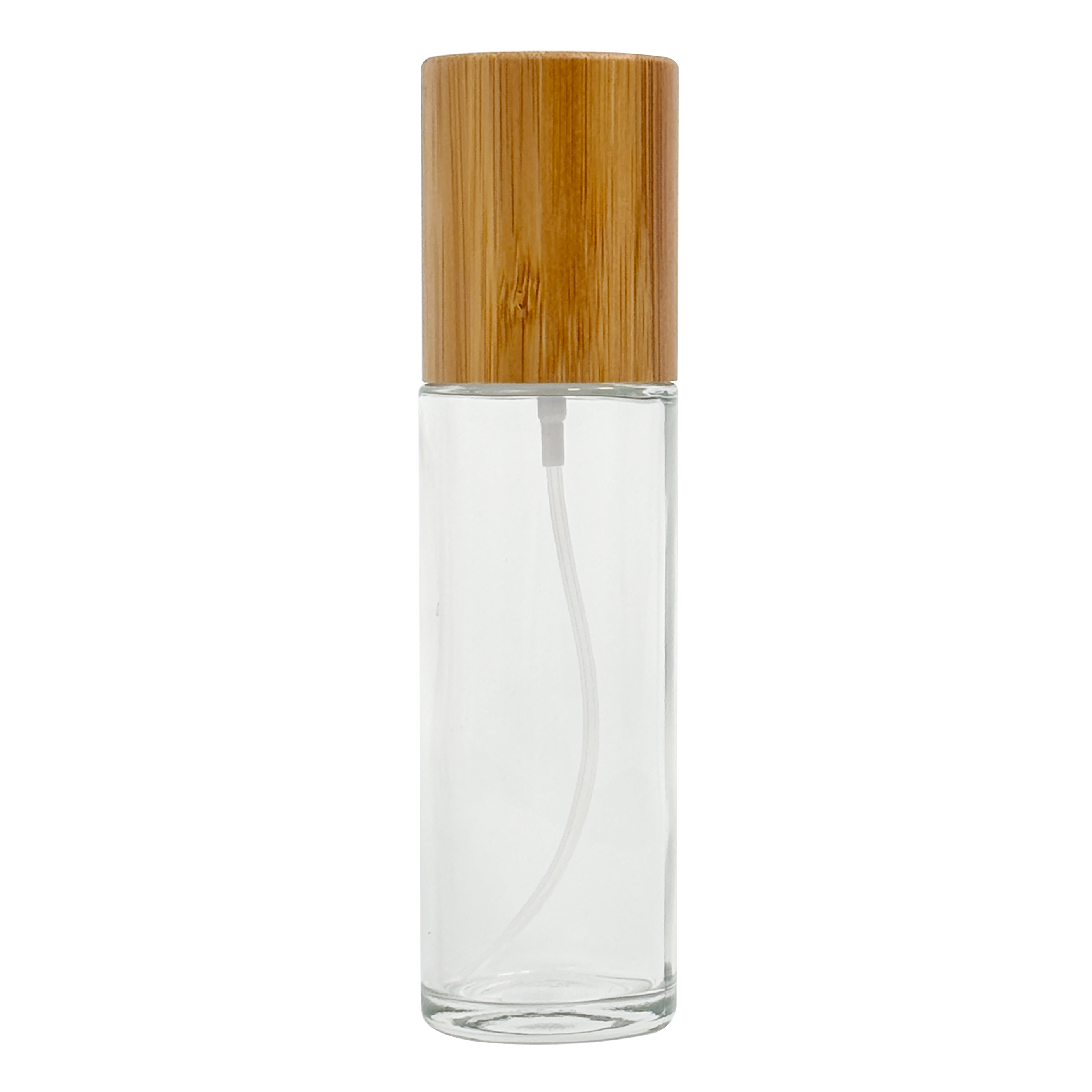 Botella pulverizadora de vidrio de 100 ml con tapa de bambú