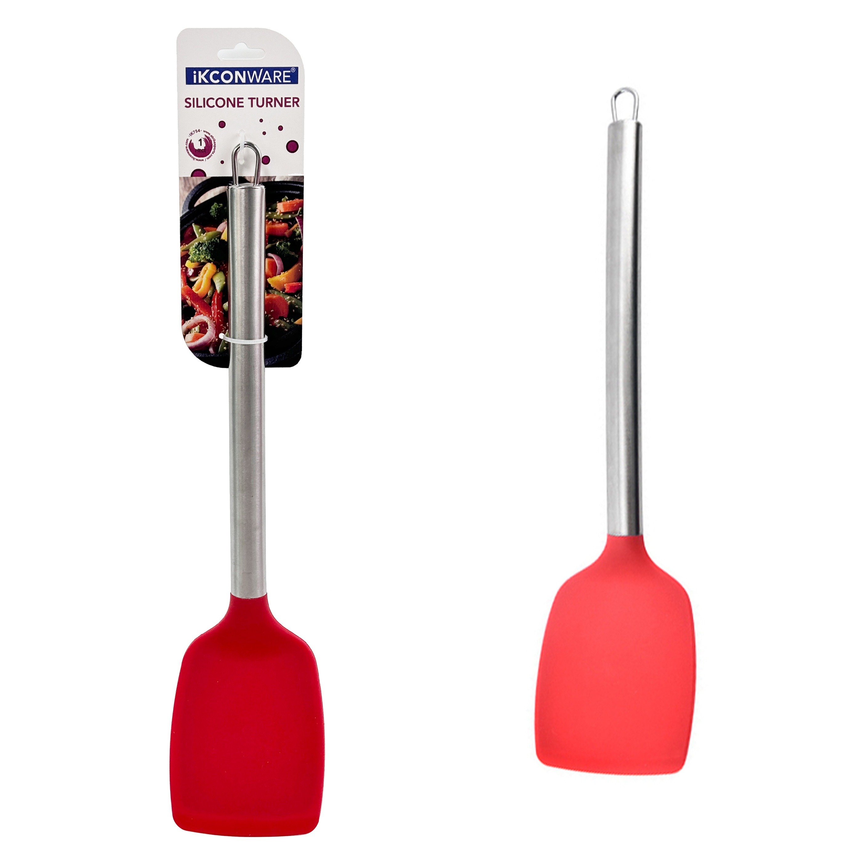 Espátula de silicona roja con mango de acero inoxidable de primera calidad
