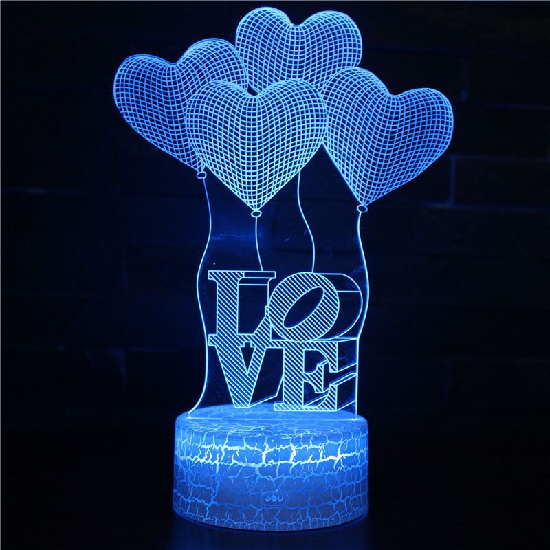 Lámpara de ilusión Led de decoración 3d, Control táctil, visualización de ilusión óptica, signo de amor, lámpara de luz nocturna LED