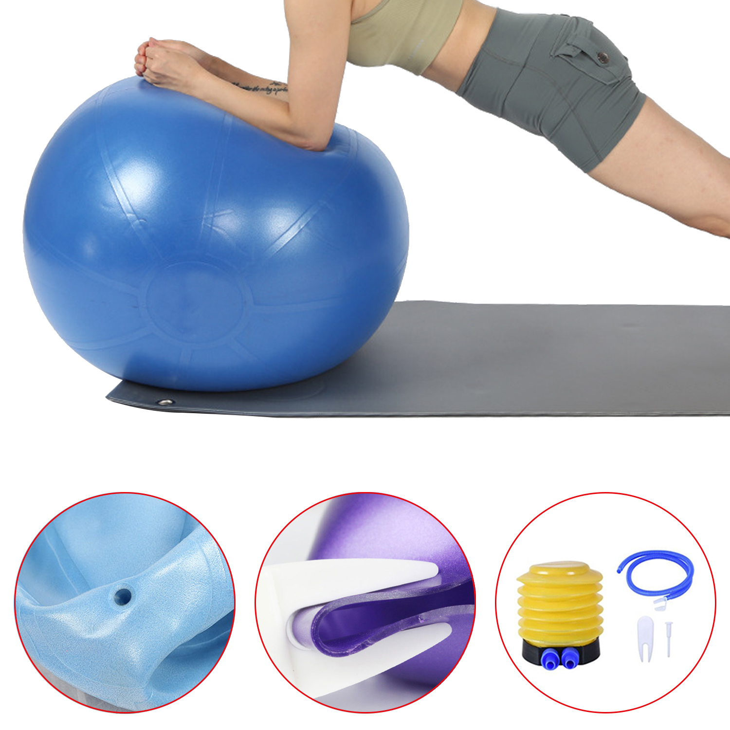 Pelota de ejercicio de alta elasticidad de PVC respetuosa con el medio ambiente con logotipo personalizado, pelota de Yoga anti explosión para Fitness