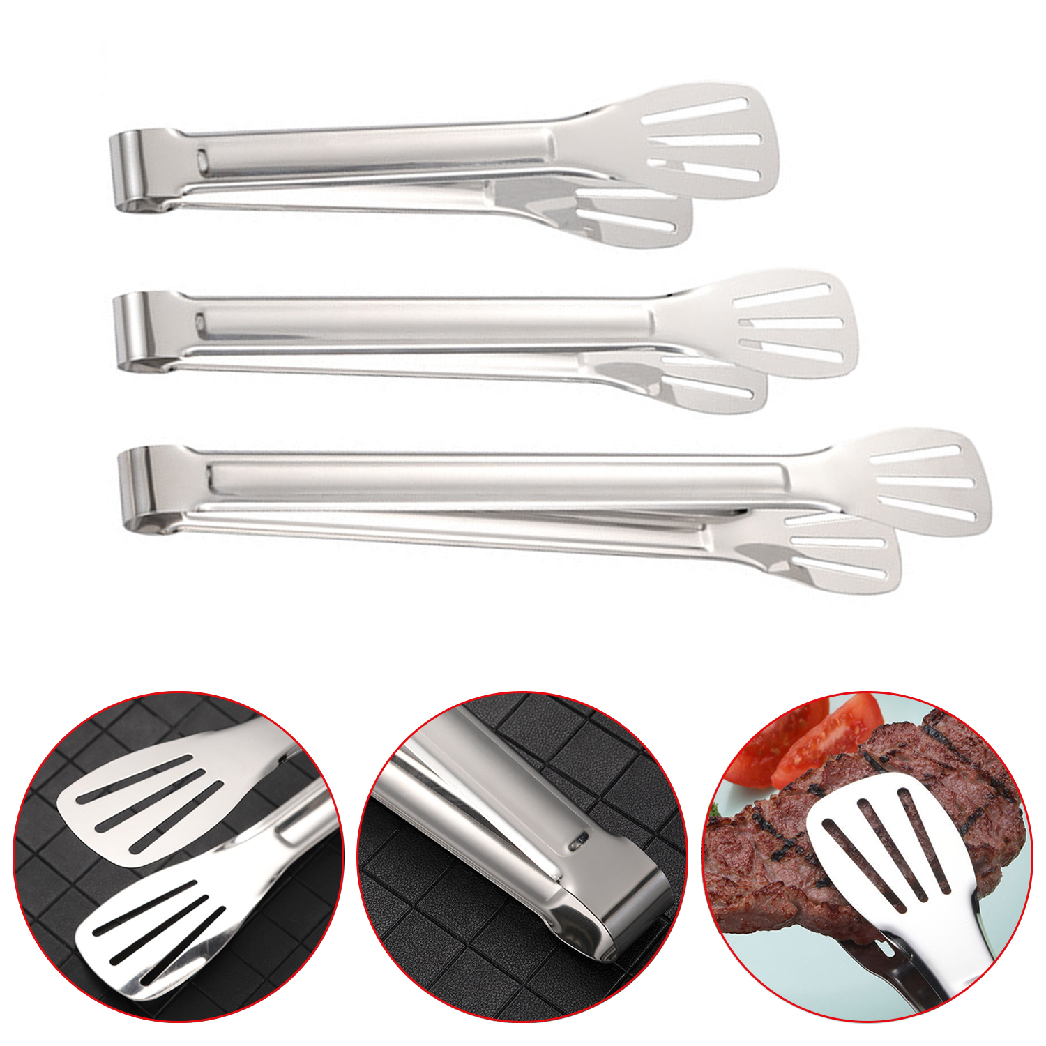 Utensilios de cocina de acero inoxidable, pinza multiusos, pinzas para servir verduras, frutas, pan, bistec frito, barbacoa