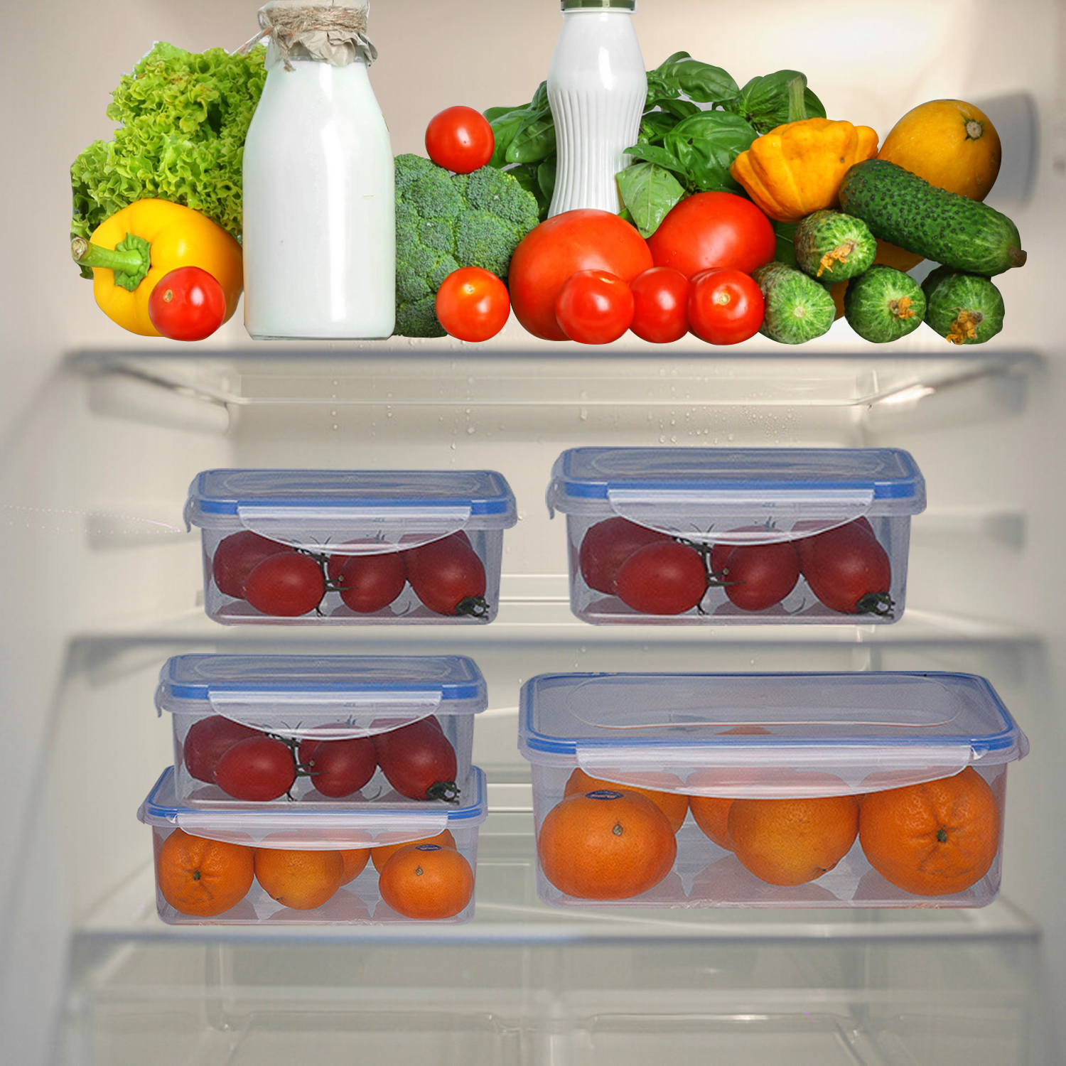 Contenedores de almacenamiento de alimentos con tapas Caja hermética de mantenimiento fresco del refrigerador de almacenamiento de alimentos