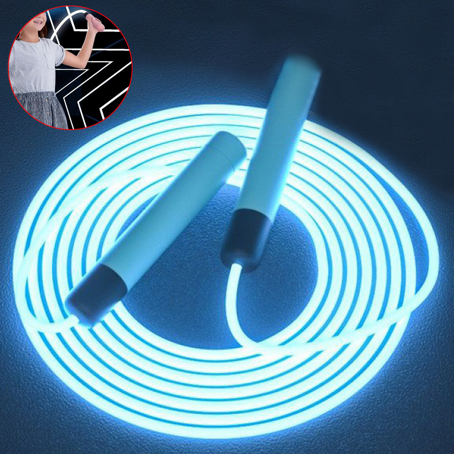 Cool Led Light Rope Adjustable Glowing PVC Jump Rope Training for Fitness LED Lighting Skipping Rope with ABS Grips