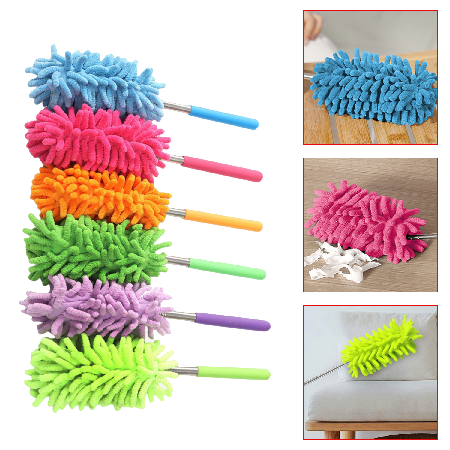 Wholesale Household Cleaning Tools Dusting Brush with Extendable Duster Head Microfiber Feather Duster