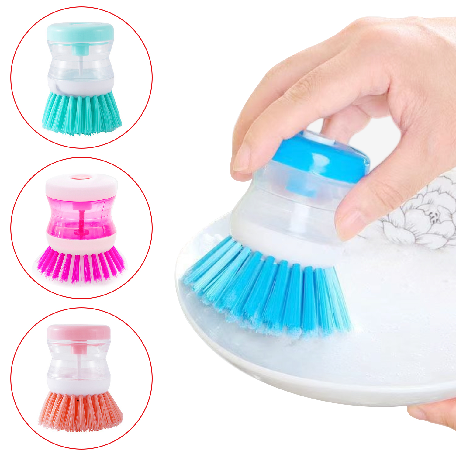 Automatic Liquid Adding Pot Dishwashing Brush Non Stick Oil Kitchen Cleaning Brush