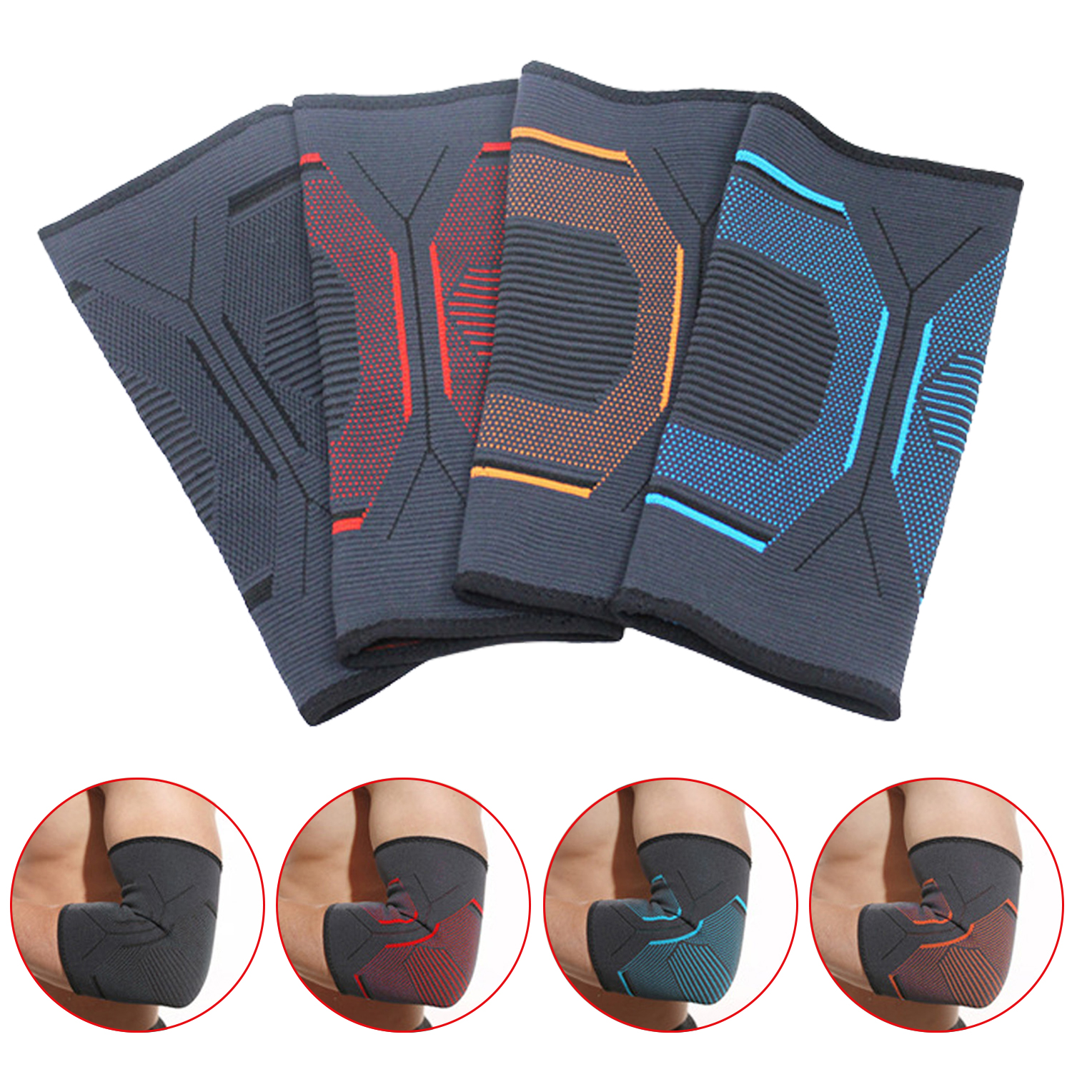 Almohadillas de codo de punto deportivo, almohadillas protectoras de codo de compresión, almohadillas de soporte para tenis