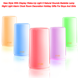 Despertador digital LED con pantalla Luz de despertador 5 sonidos naturales Lámpara de noche Luz nocturna Despertador Decoración de la habitación Regalos navideños para niños y niñas