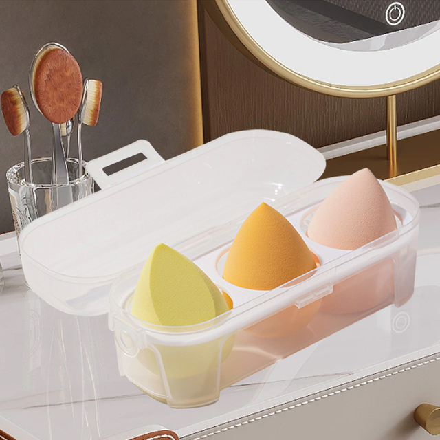 3 uds soporte para esponja de maquillaje caja de almacenamiento base en polvo herramientas de belleza juego de esponja de maquillaje