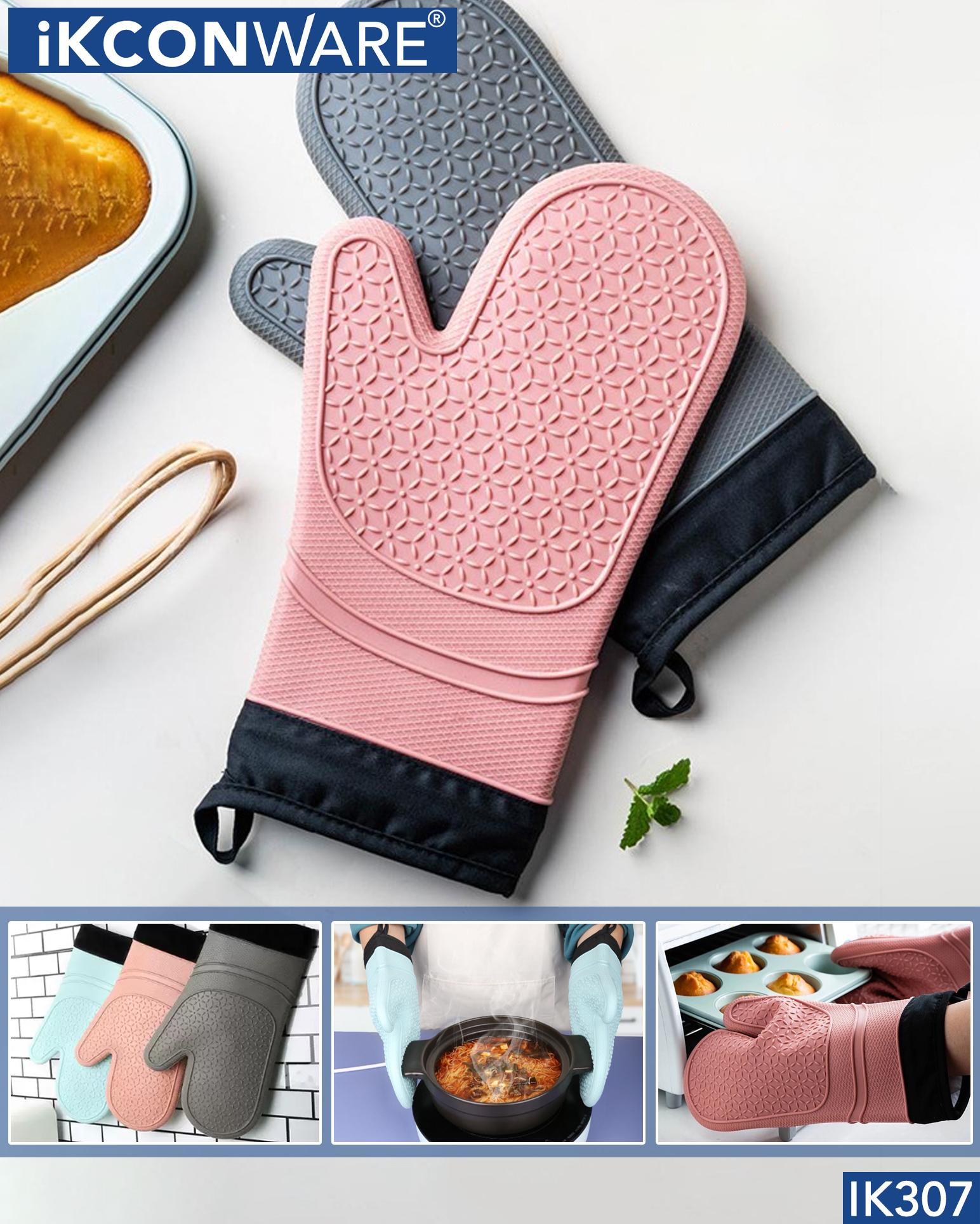 Descubra el elemento esencial de cocina más popular: guantes para horno IKCONWARE® IK307