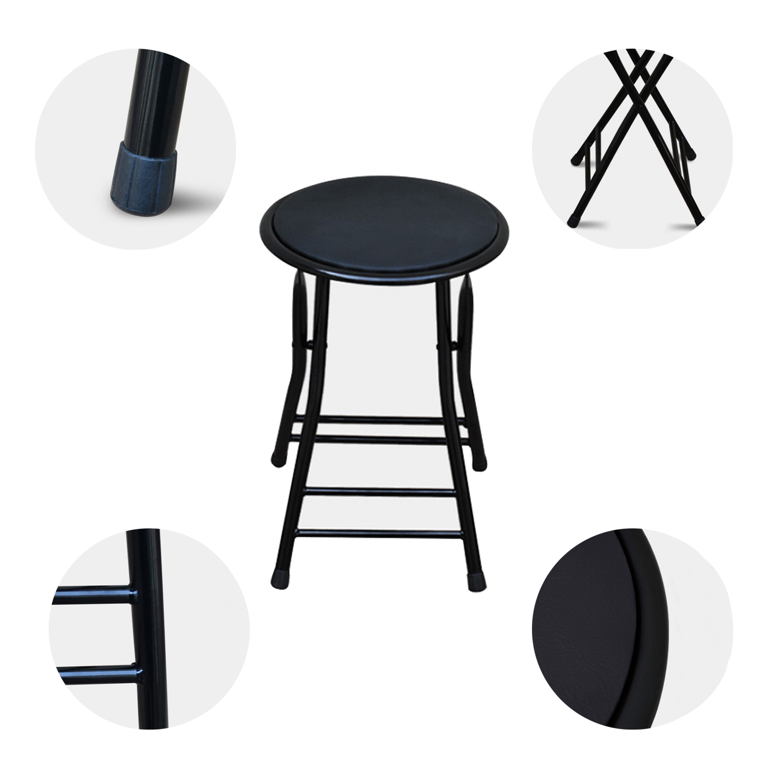 Taburete de bar plegable, silla plegable sin respaldo, adecuado para cocina, sala de entretenimiento o sala de juegos