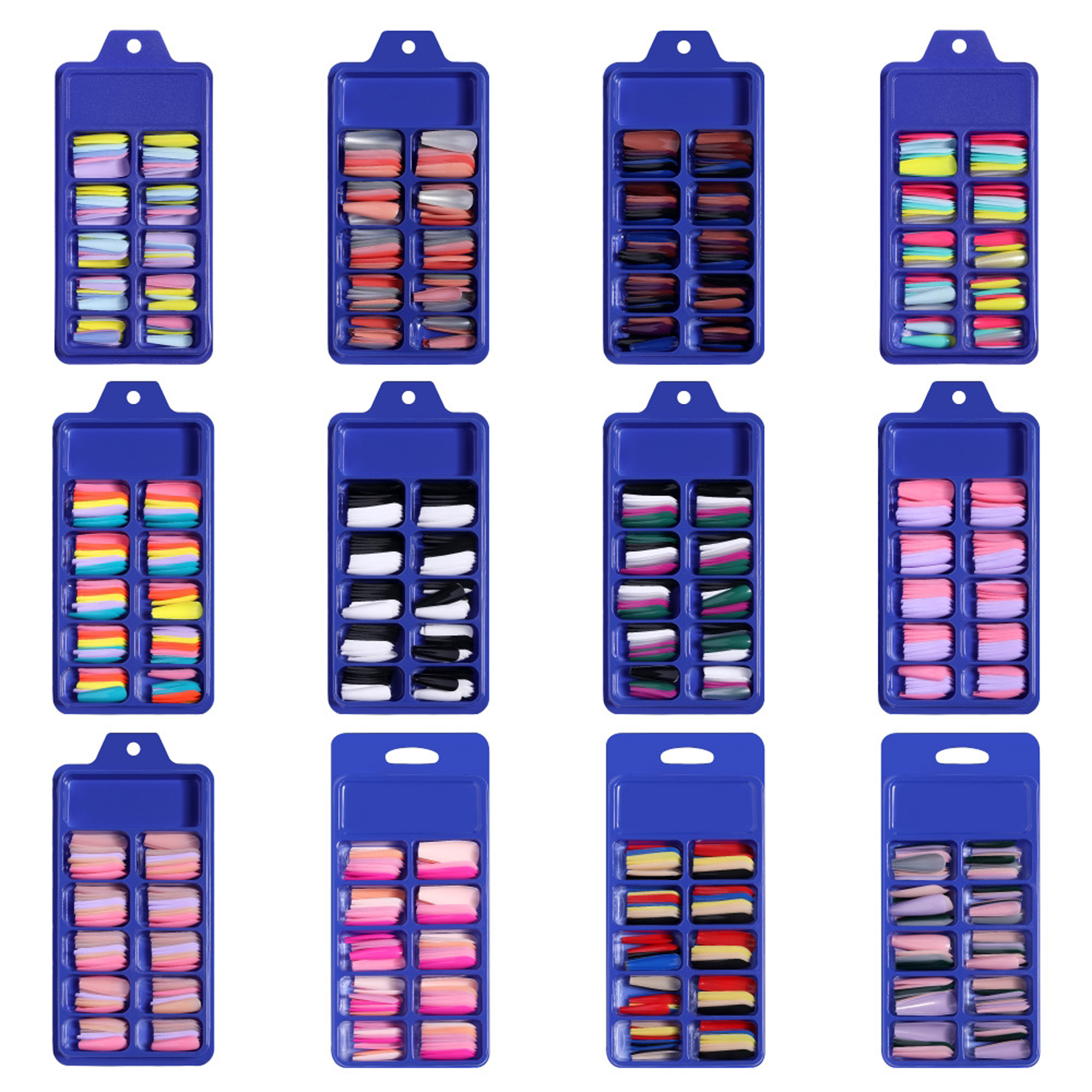 Punta de uñas artísticas DIY falsas largas y coloridas de 100 piezas