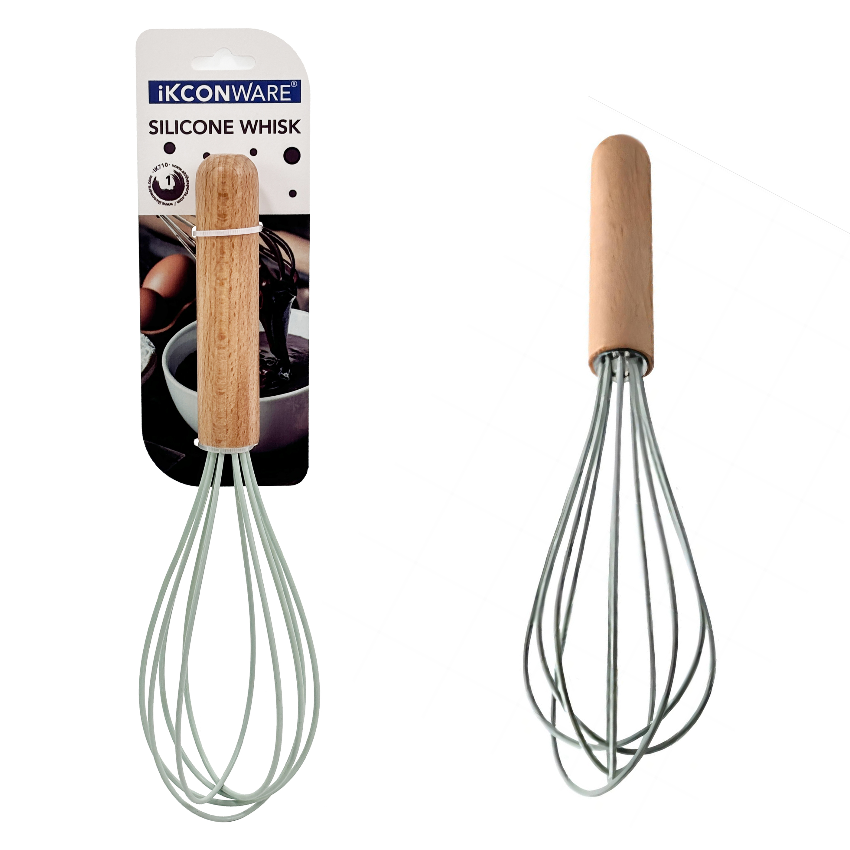 Batidor de silicona con mango de madera