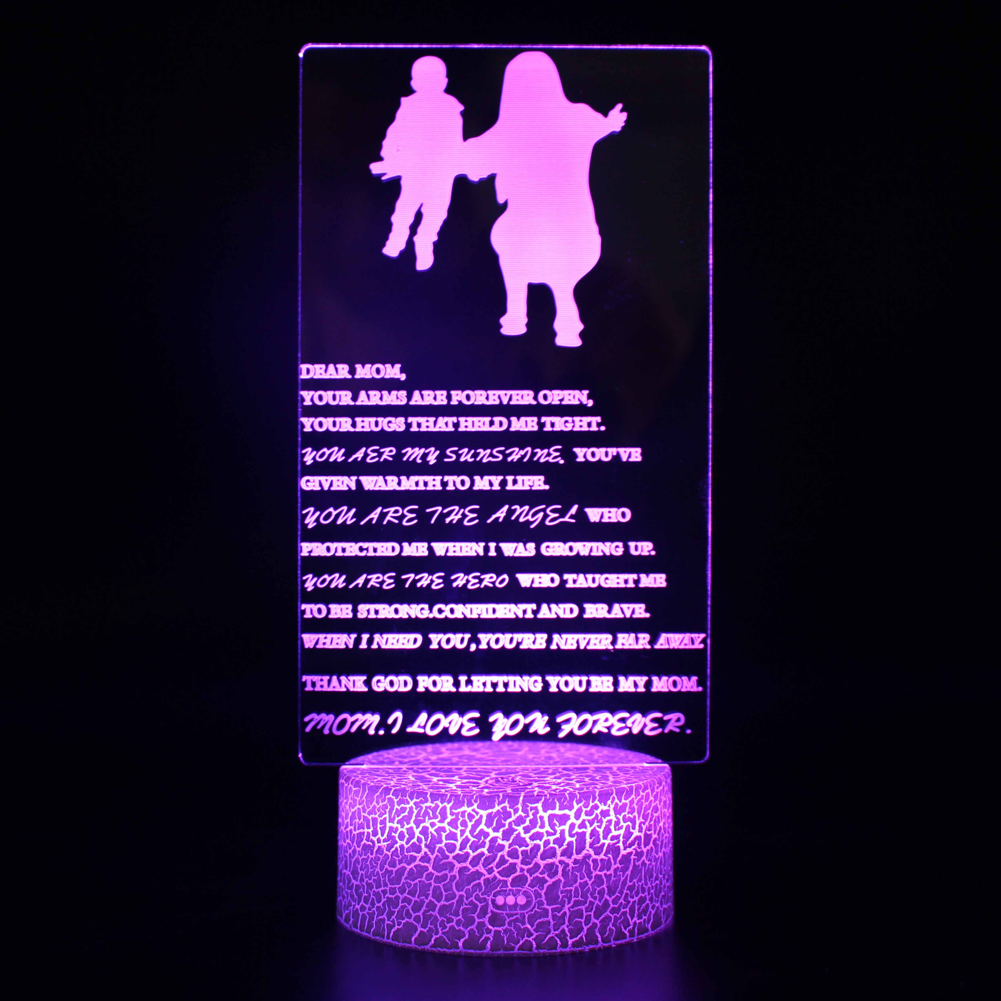 Lámpara de ilusión óptica 3D Control táctil Visualización de ilusión óptica Signo del día de la madre, lámpara de luz nocturna LED 7 colores que cambian Control táctil Luz nocturna Soporte de lámpara