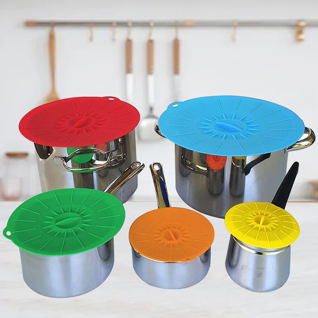 Tapa de cuenco para mantener la frescura, tapa Universal de succión de silicona al vacío, cubierta de cuenco para microondas, olla de cocina, tapa de sartén, 5 uds.