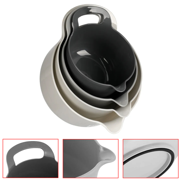 Cuencos mezcladores de ensalada con mango, cocina, hornear, antideslizante, tazón para mezclar, almacenamiento de alimentos