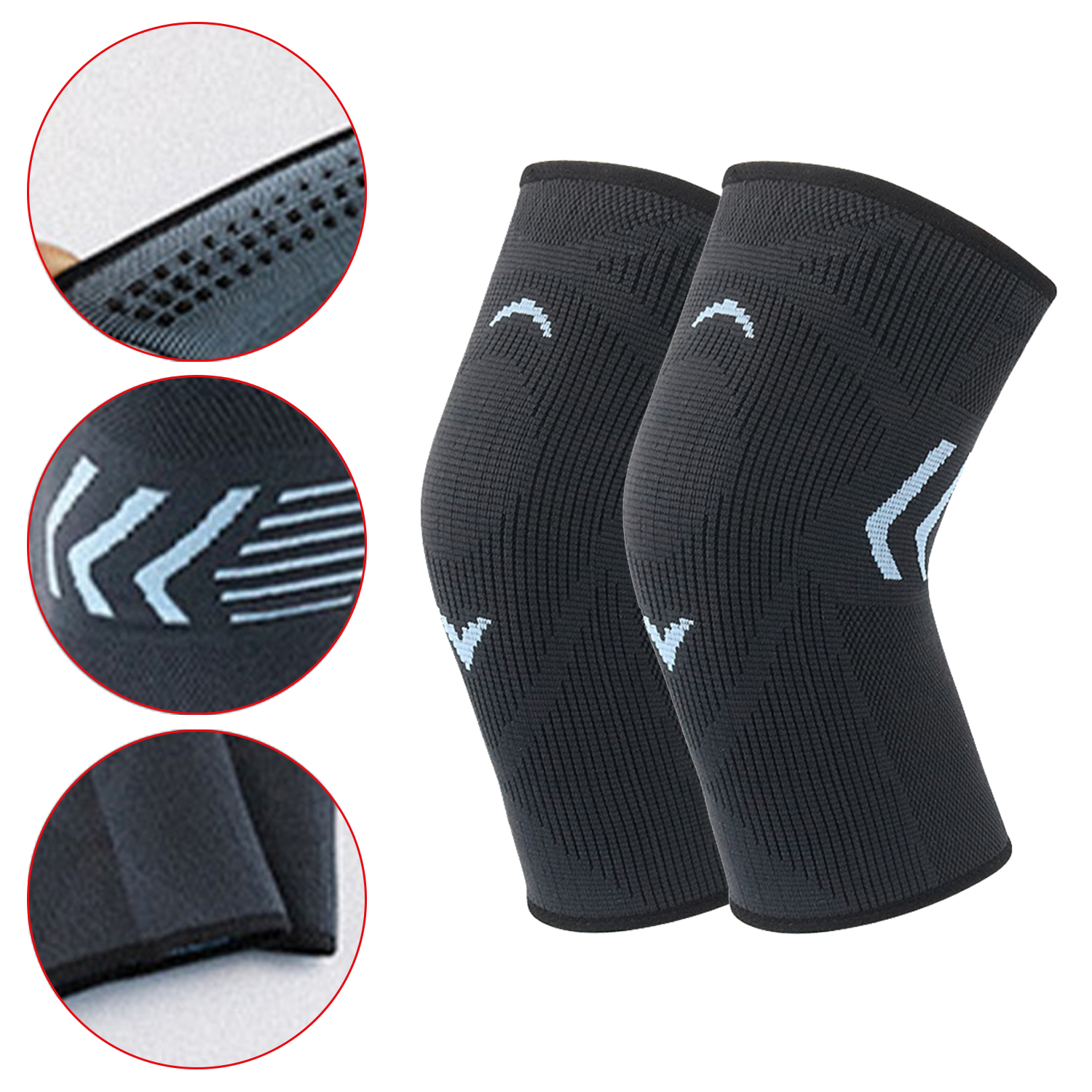 Manga de compresión de rodilla de punto antideslizante profesional para correr rodilleras deportivas de levantamiento de pesas