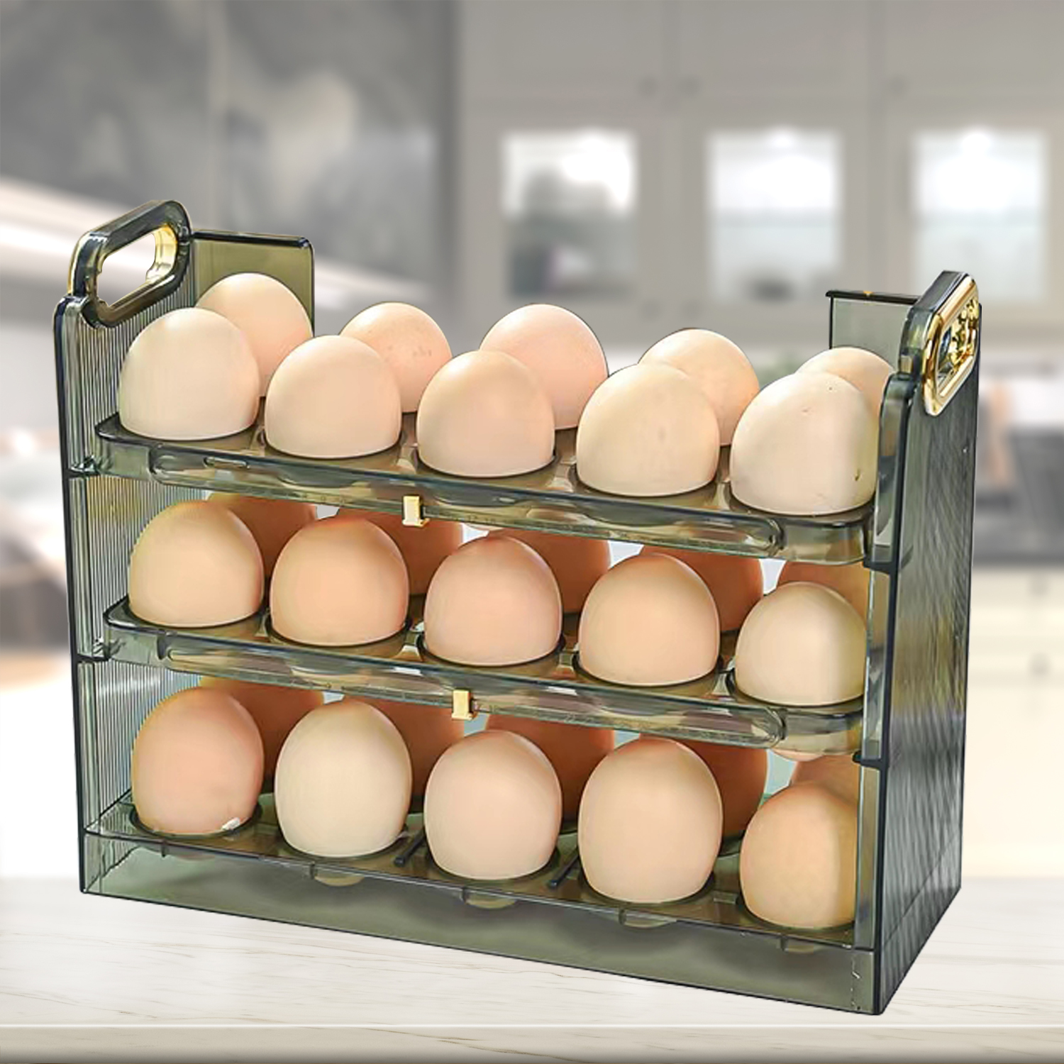Caja de almacenamiento para refrigerador de huevos, nevera para el hogar, puerta lateral, estante para huevos con tapa de varias capas