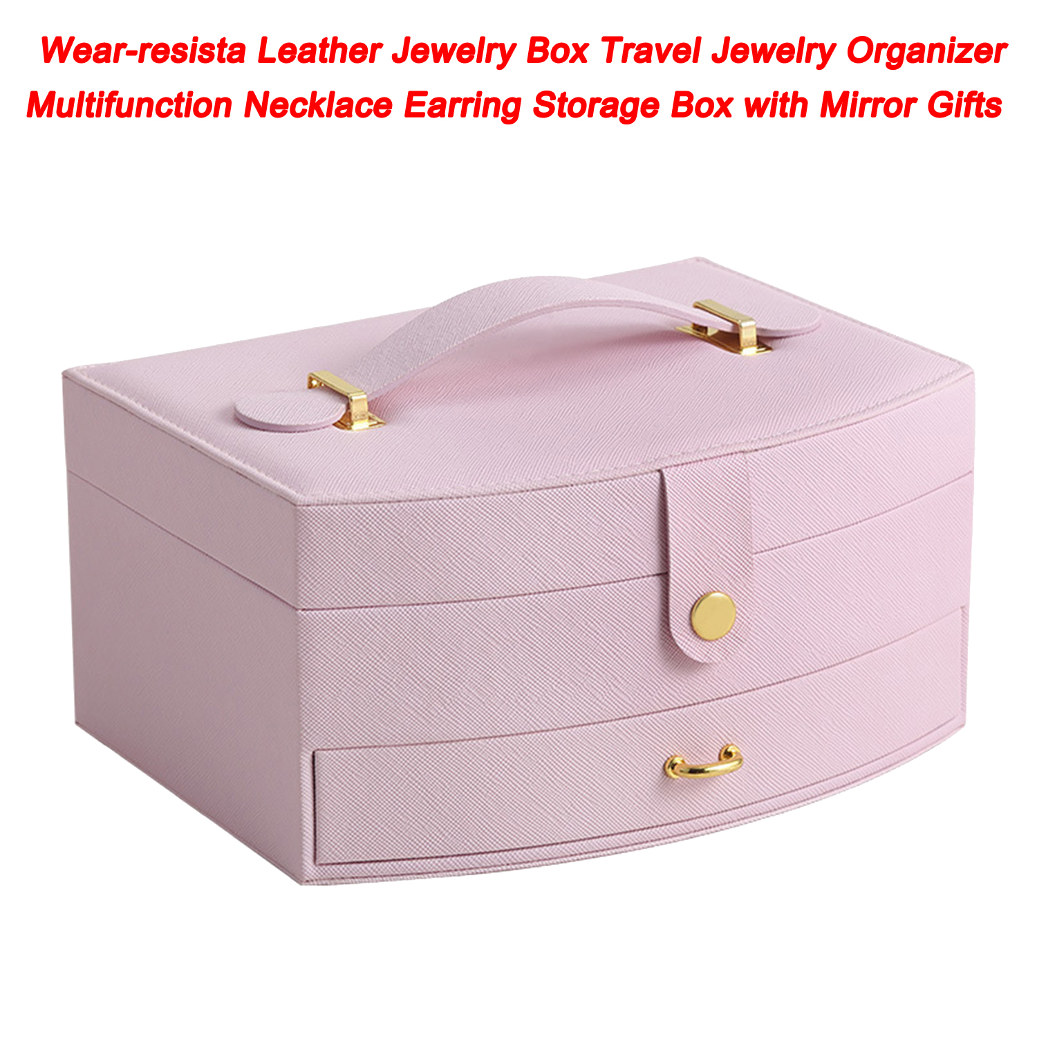 Joyero de cuero resistente al desgaste, organizador de joyas de viaje, caja de almacenamiento multifunción para collares y pendientes con espejo para regalos