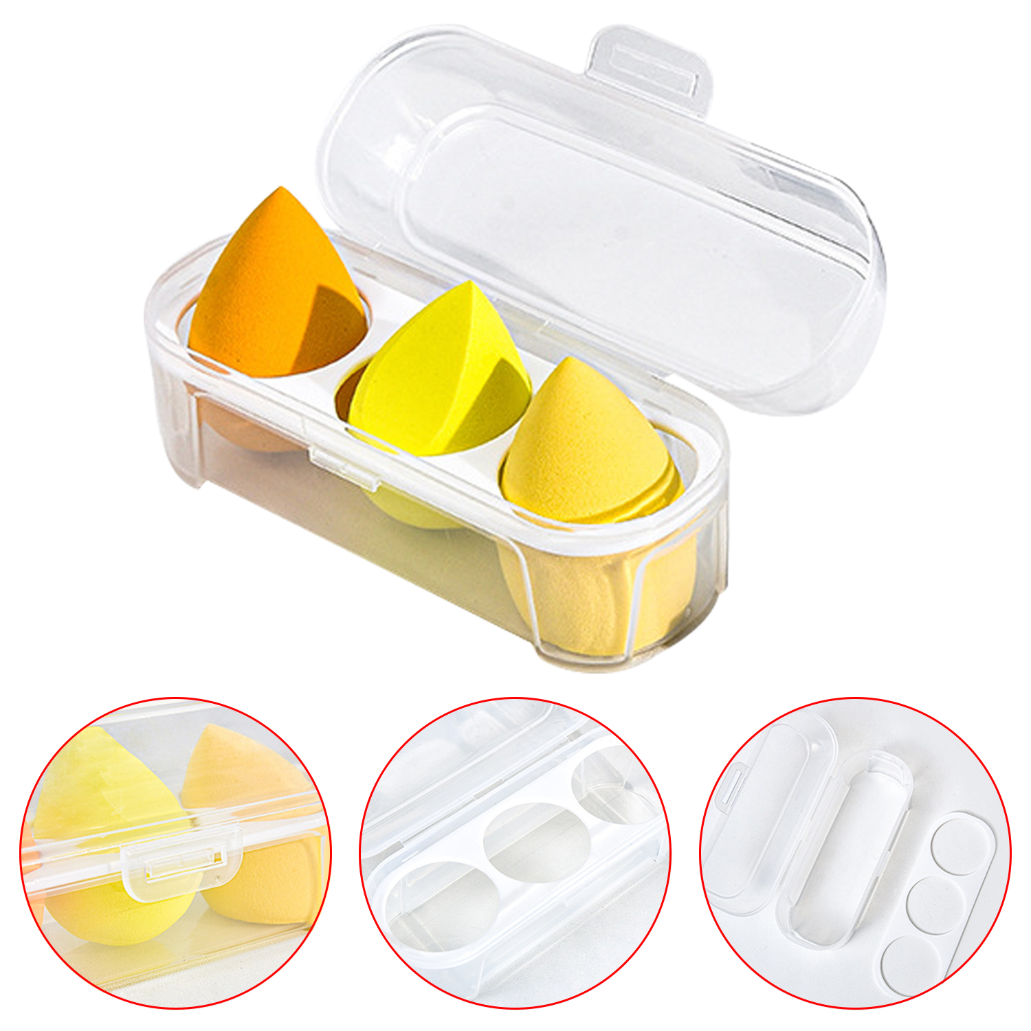 3 uds soporte para esponja de maquillaje caja de almacenamiento base en polvo herramientas de belleza juego de esponja de maquillaje