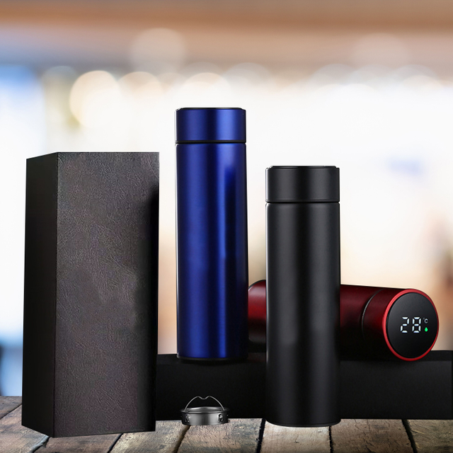  Botella de agua inteligente de 500 ml con pantalla LED de temperatura Acero inoxidable 304 para bebidas frías y calientes